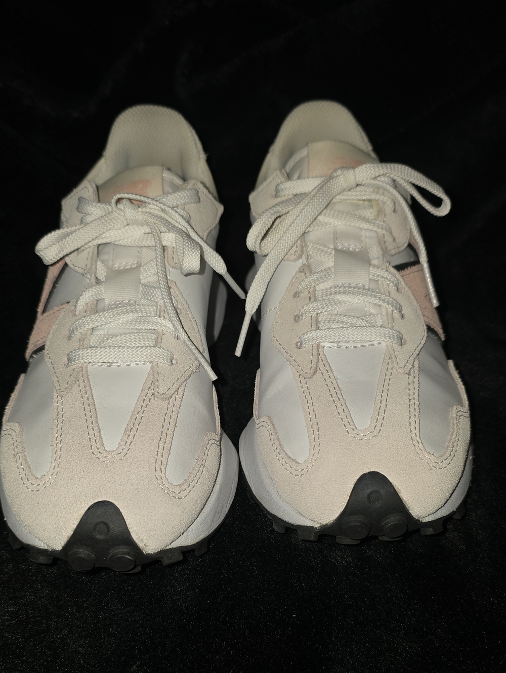 New Balance 327's Women's White, Tan & Pink Retro Runner Sneakers - Picture 2 of 8